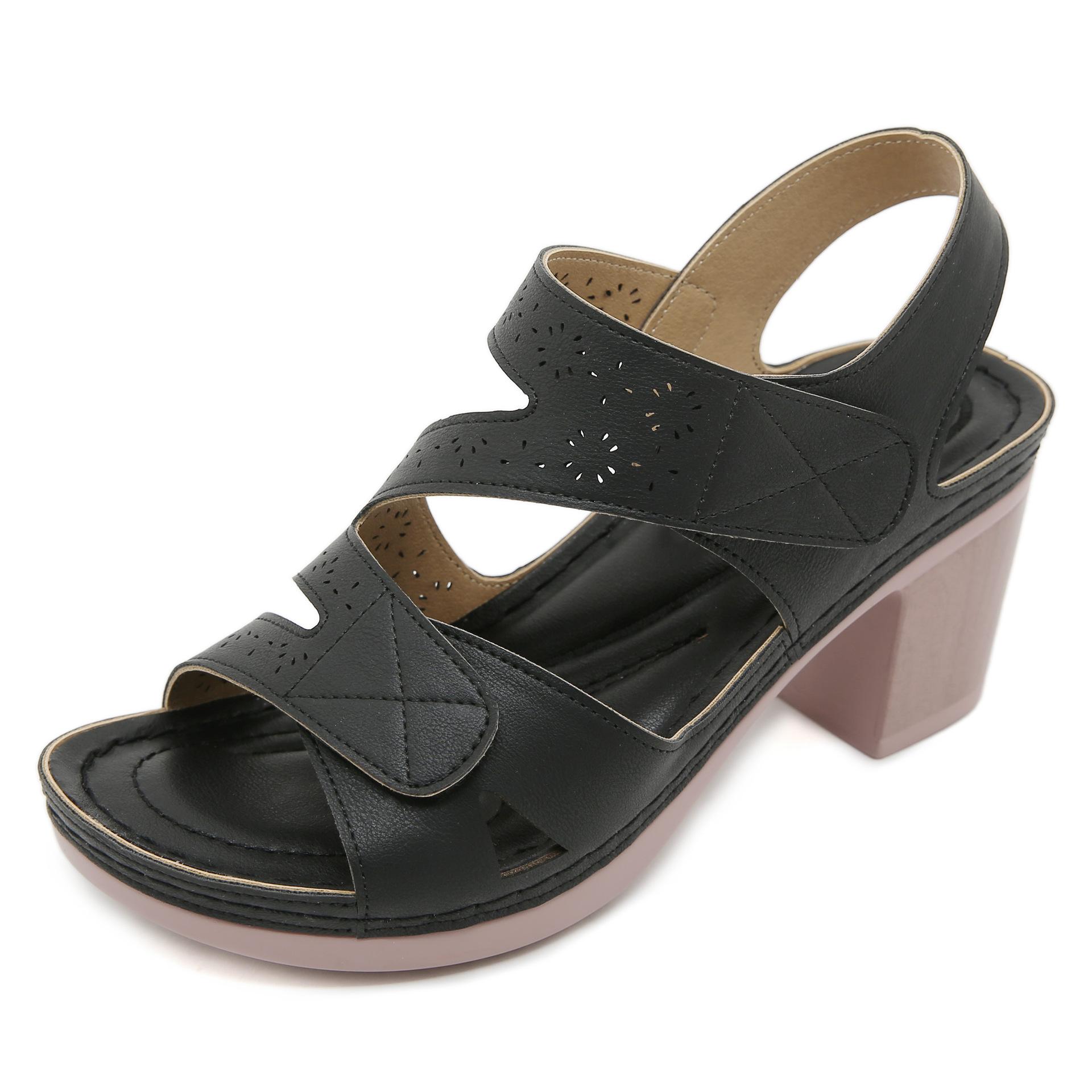 

Милые босоножки женские атмосферные модные туфли большого размера на покатом каблуке пляжные сандалии 42