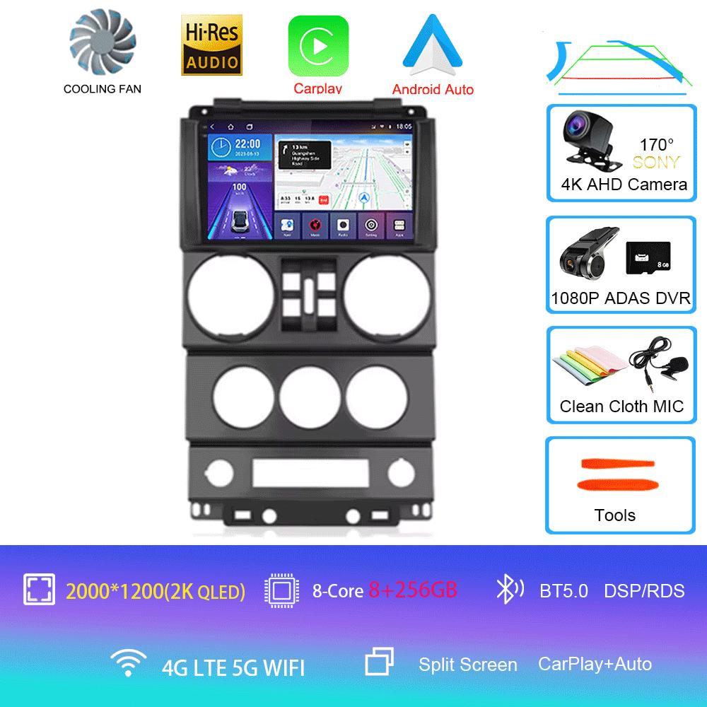For Jeep Wrangler Unlimited 3 JK 2008 - 2010 Android 14 Car Radio Multimedia PlayerNavigation GPS Autoradio Carplay Head Unit