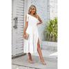 Summer Women's Dress One Shoulder Drawstring Layered Hem Split Dresses