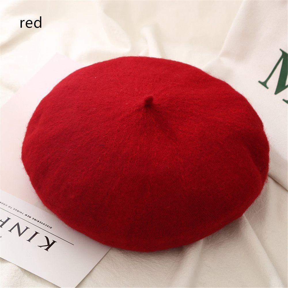 Wool Beret Hats Women Winter French Hat Girls Solid Color Fashion Autumn Winter Beret Hat For Women Flat Cap Hat Felt Berets