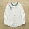 Dames Retro Kleurblok Geborduurde Katoen Linnen Lange Mouw Shirt - Lente/Herfst