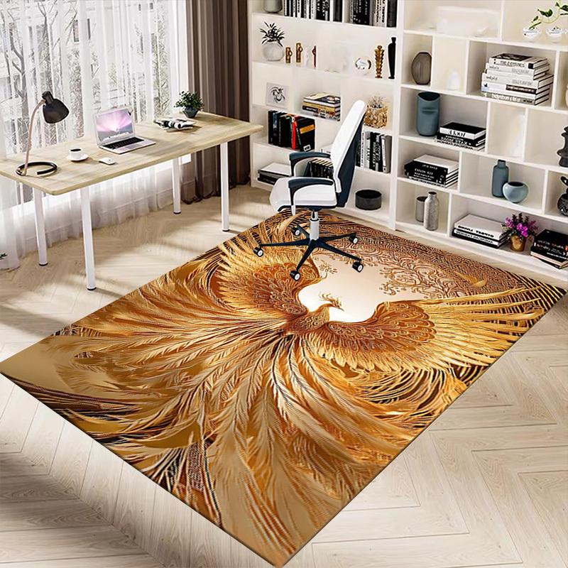 1PC Phoenix Feather Extra Large Non Slip Floor carpet, Office, family, Studio Large Area Rug Indoor Rugs, Bold Statement Piece