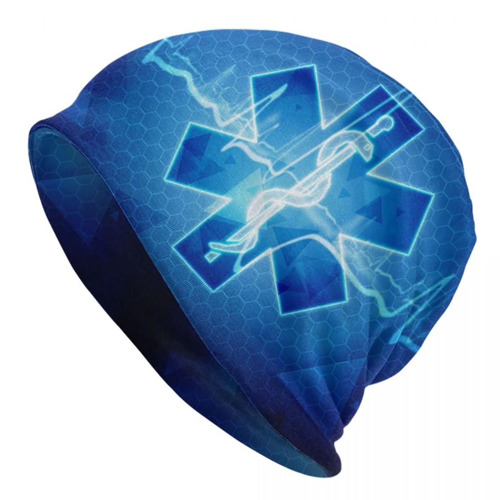 Patriotic EMT Logo Bonnet Hats Cool Outdoor Star of Life Skullies Beanies Hats Unisexs Womens Spring Multifunction Cap