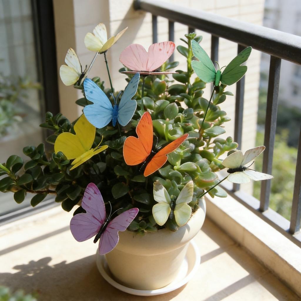 10/15pcs Butterfly Decorative Garden Stake, Plastic Yard Sign with Stake for Garden Decor, Home Decor, Spring Decor, Wedding