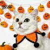 Adjustable Dog Bib Knitted Star Pet Bib Handmade Shape Cat Crochet Skin-friendly Collar with Black Pom-poms for Cats Small Dogs Halloween Outfit