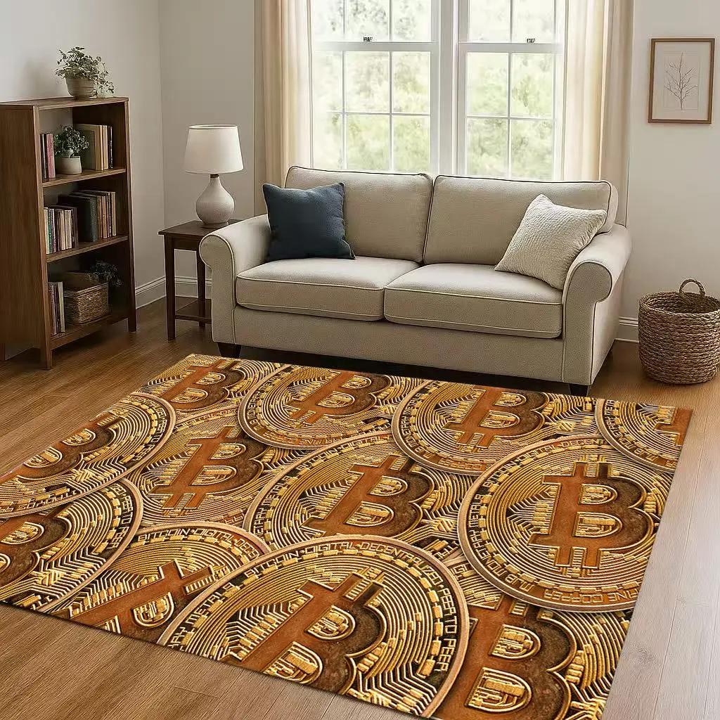 HD Rich BTC Bitcoin Circuit Board Art Cartoon Living Room Non-Slip Area Rug Carpet for Bedroom Playroom Sofa,Home Decor Doormat