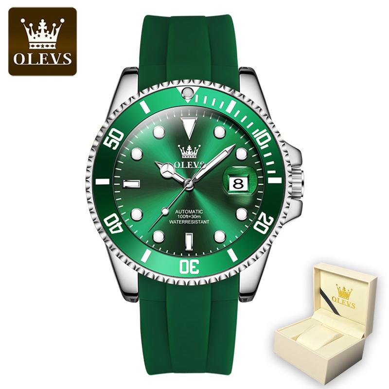 OLEVS Watch Fashion Tape Night Light Green Water Ghost Machine Men's Watch Men