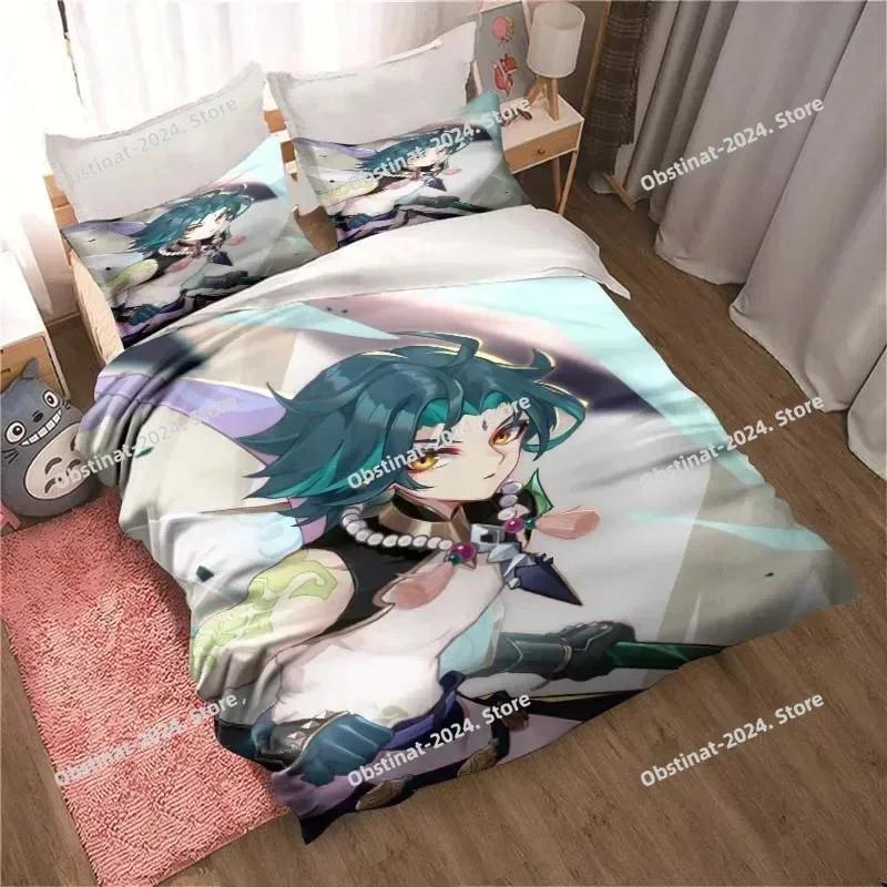 Genshin Impact Game Anime Bedding Set Printed Bed Set With Pillowcase Bed Duvet Cover Soft Single Double Queen Super King Size