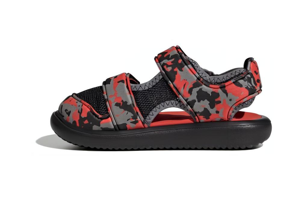 adidas Comfort Sandals Cushioning Abrasion Resistant Breathable Children's Sandals Gray Red Pre School IE0303