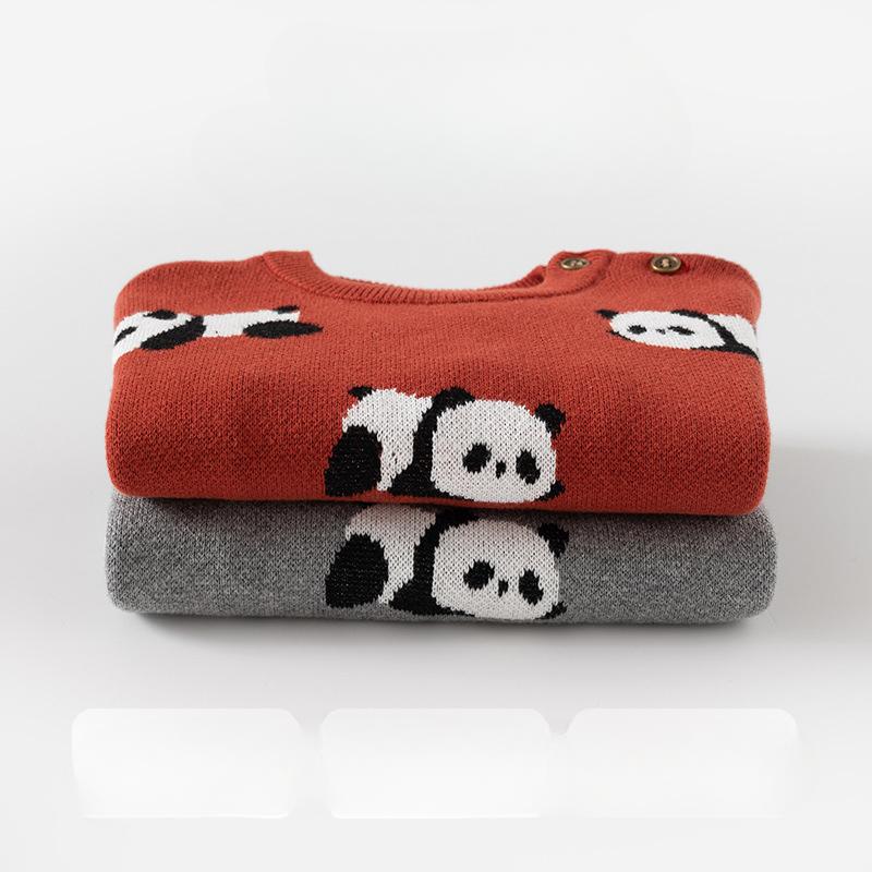 Mädchen Weicher Panda Verdickter Strickpullover Herbst und Winter Kinder Baumwollpullover
