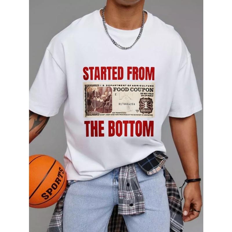 Белая футболка с принтом купона на еду и надписью Started From The Bottom для повседневной носки S
