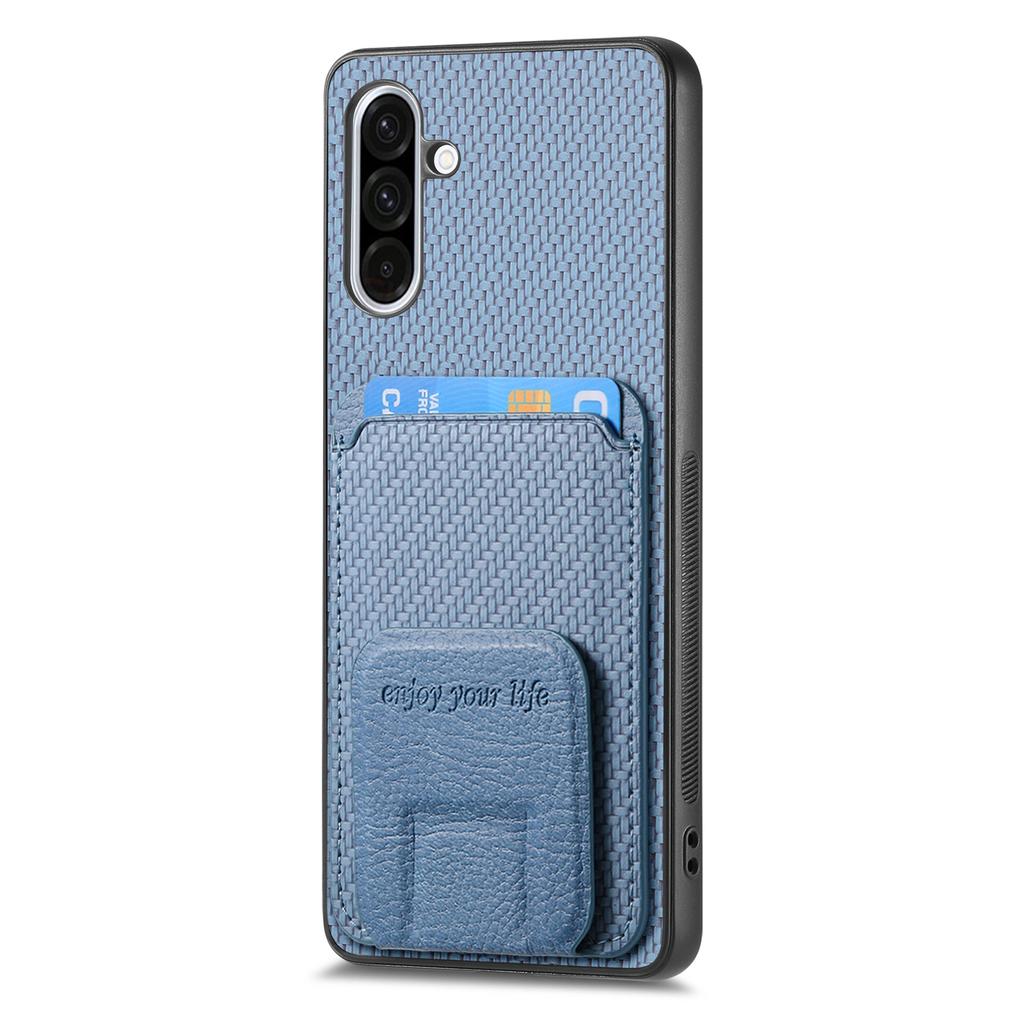 For Samsung Galaxy A36 5G Case Card Holder Carbon Fiber Texture Leather Coated TPU Phone Cover