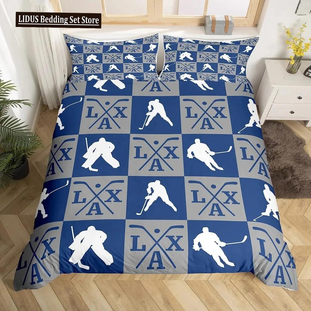 Zestaw poszwy na kołdrę do hokeja 23 szt. Pokrowiec na kołdrę sportową do hokeja Poliester Krążek do hokeja Piłka Rozmiar King Queen Pokrowiec na kołdrę dla chłopców