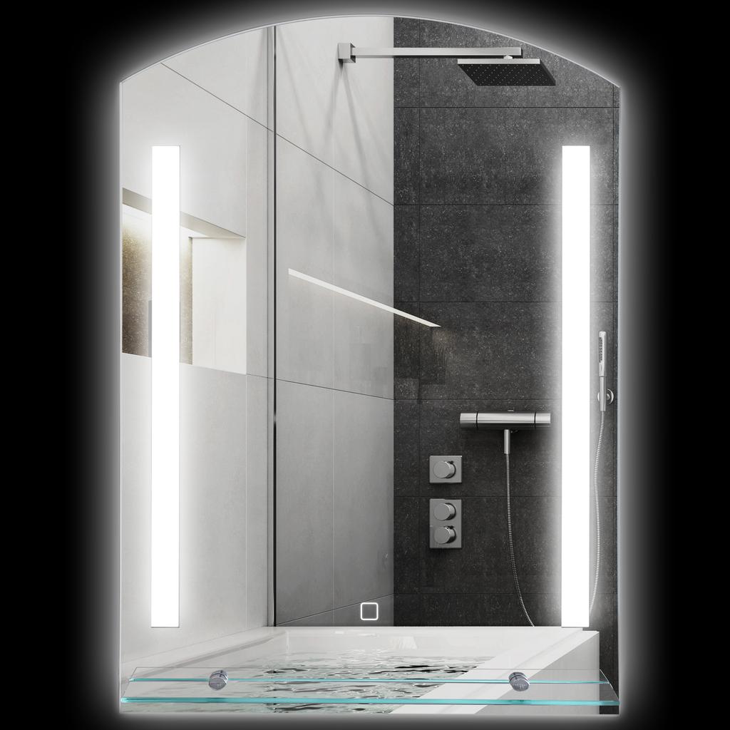 Bathroom Mirror with LED Lighting, Elegant and High-Quality, Glass, Aluminum, Plastic, 50L X 12W X 70H Cm