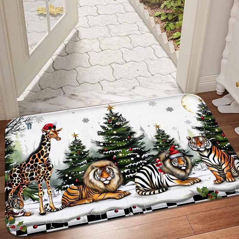 Christmas Door Mats, Washable Indoor and Outdoor Entrance Mats, Machine Washable Carpets, Bathroom Entrances, Home Decor