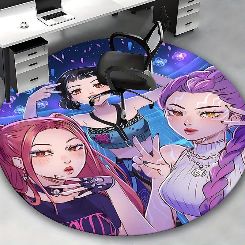 1 Stück Anime-Design Runder Teppich - Bürostuhlmatte, Rutschfester Teppich für Heimdekoration, Wohnzimmer, Schlafzimmer, Spielzimmer