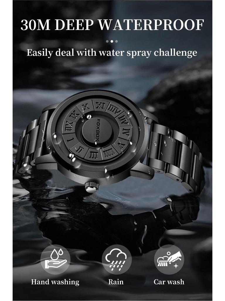 FOXBOX/Lige Magnetic Levitation Men's Watch - Black Tech Creative Concept.