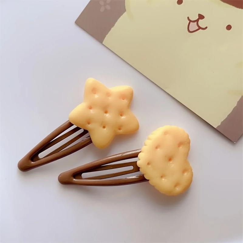 8pcs/Set Simulated Cookie BB Clip, Heart-shaped Star Hair Clip, Cute Student Headwear, Sweet Girl Bangs, Broken Hair Clip