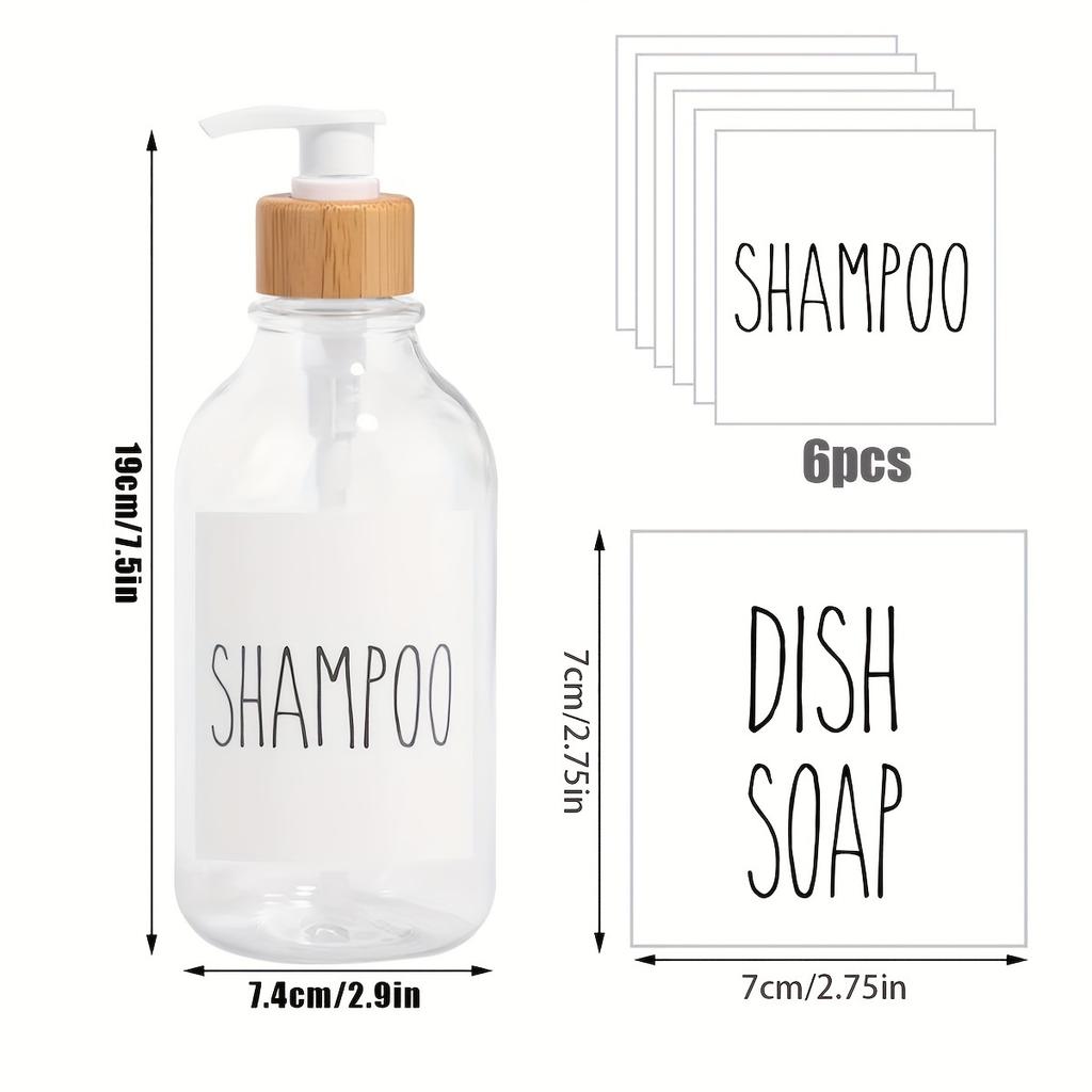 Dozownik do szamponu i odżywki - Zestaw 3 - 16 oz Butelka z pompką wielokrotnego użytku Dozownik do łazienki z 6 wodoodpornymi naklejkami