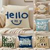 Cute English Letters Cushion Cover Pillowcase Antidustmite Invisible Zipper Short Plush Sofa Cushion