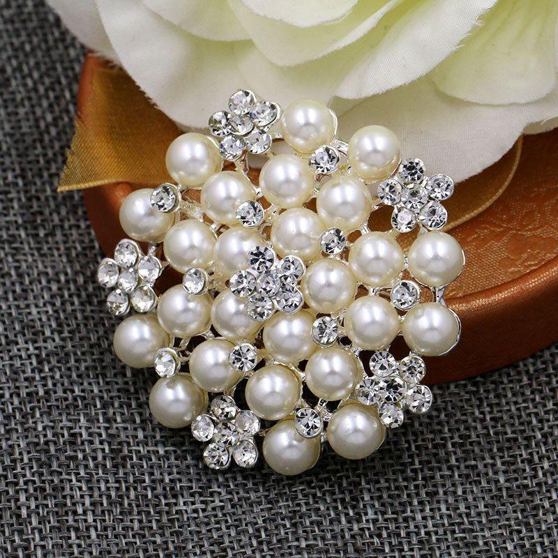 SUNFLOWER Pearl Brooch Pin File Rhinestone Wedding Dress Collar Pin Fashion Fashion Costume Accessories
