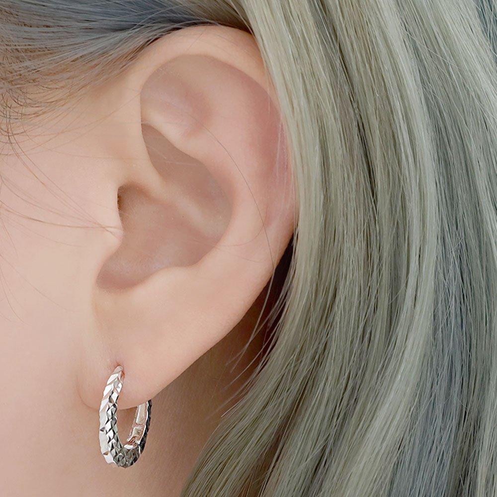 925 Silver Bling Cut Ring Earrings