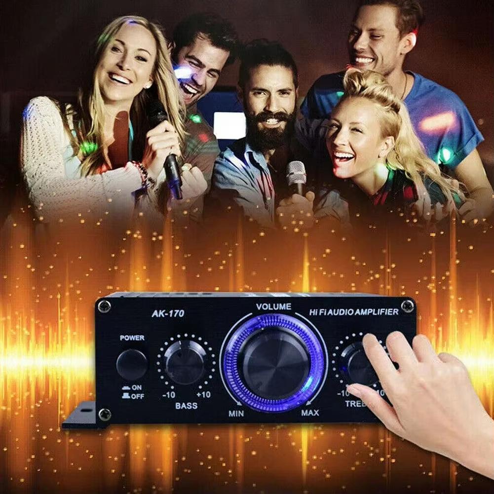AK170 Mini Digital Power Audio Auto Verstärker Blaues Licht Stereo Audio Verstärker für Heimkino Club Party Musik MAX 200Wx2 Verstärker