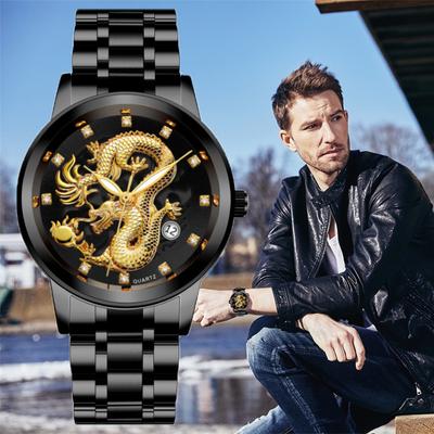 Neue Top-Luxus-Herren-Quarzuhren, modische Herren-Armbanduhren mit Drachen-Design, beste Geschenke für Ehemann, Familie, Freunde
