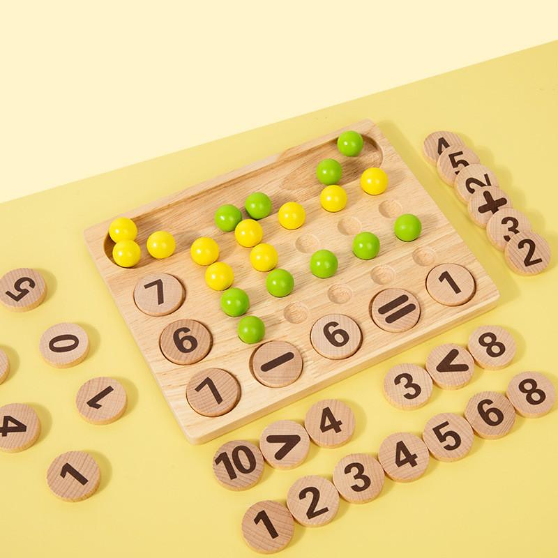 Number Wooden Math Calculation Cognition Block Game Board Children Puzzle Toy