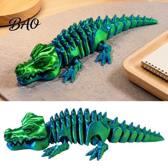 Creative Desktop Decoration 3D Printed Articulated Crocodile Toy, Flexible Reptile Figure, Animal Fidget Toy for Unique Gift Stress Relief,