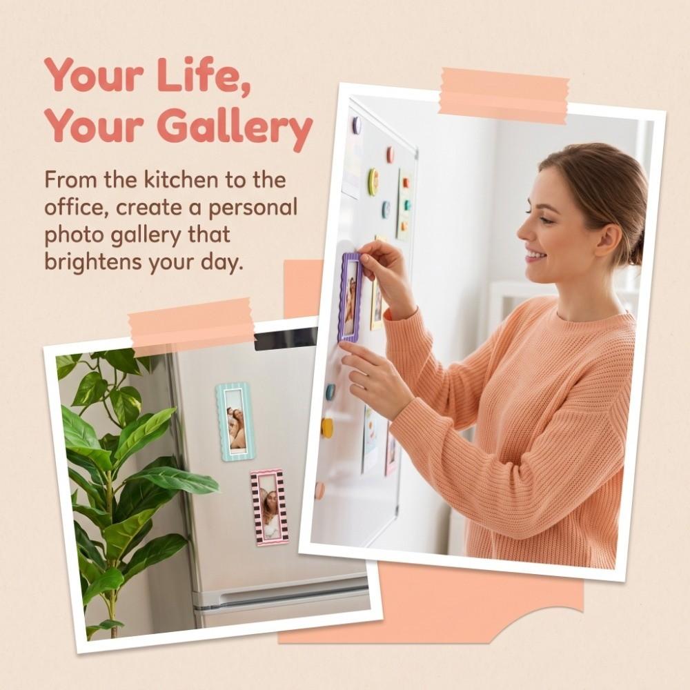 Vertical Frames Magnetic Photo Frame Set DIY Colorful Photo Holders Cratch-Resistant Retro Picture Frames Refrigerator Decor