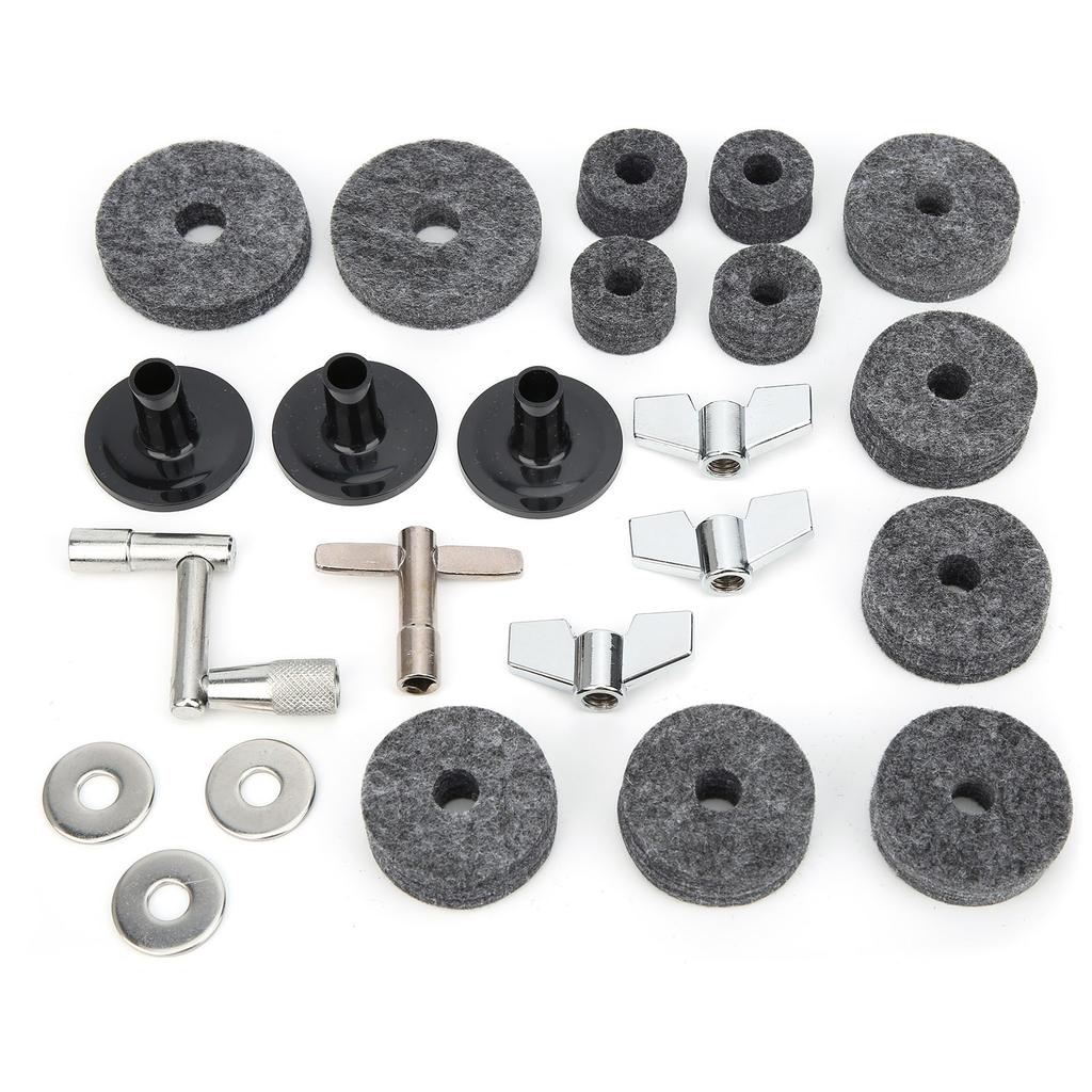 23Pcs Drum Felt Pad Cymbal Kit Non Slip with Base Wing Nuts Washer Percussion Accessories