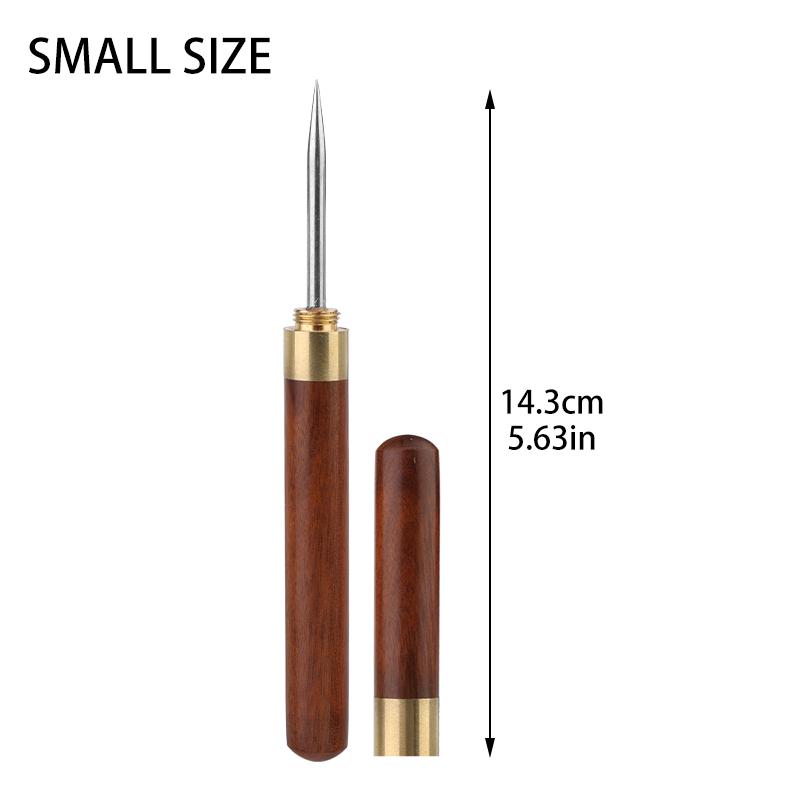 

KRABALL Wooden Handle Awl Leather Punching Awl Sewing Stitching Tool For DIY Handmade Stitcher Needlework Shoes Bag Repair Tool