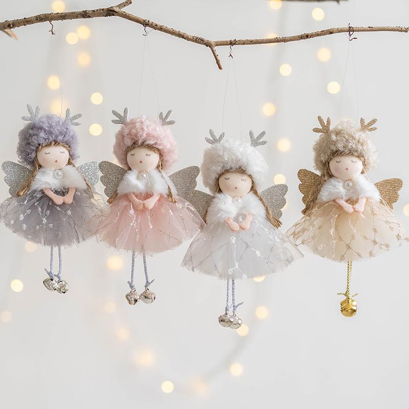 Cute Doll Plush Angel Pendant Christmas Ornaments Xmas Decor Hanging Decor for Christmas Tree Home Party Holiday