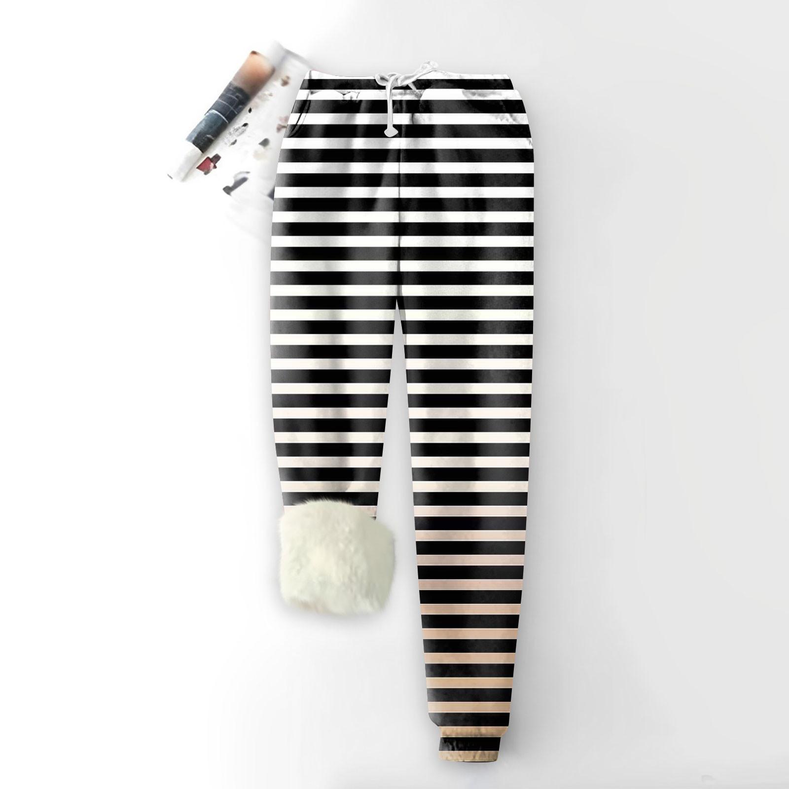 

Женские модные спортивные свободные утолщенные теплые брюки из плотного флиса с принтом XL белый