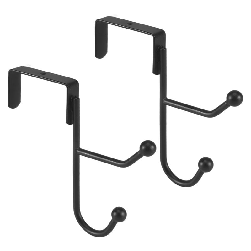 M-Modern-2 Pack Over The Door Hooks Hanger, Sturdy Metal Double Hook Hanger For Hanging Coats, Hats, Robes, Towels