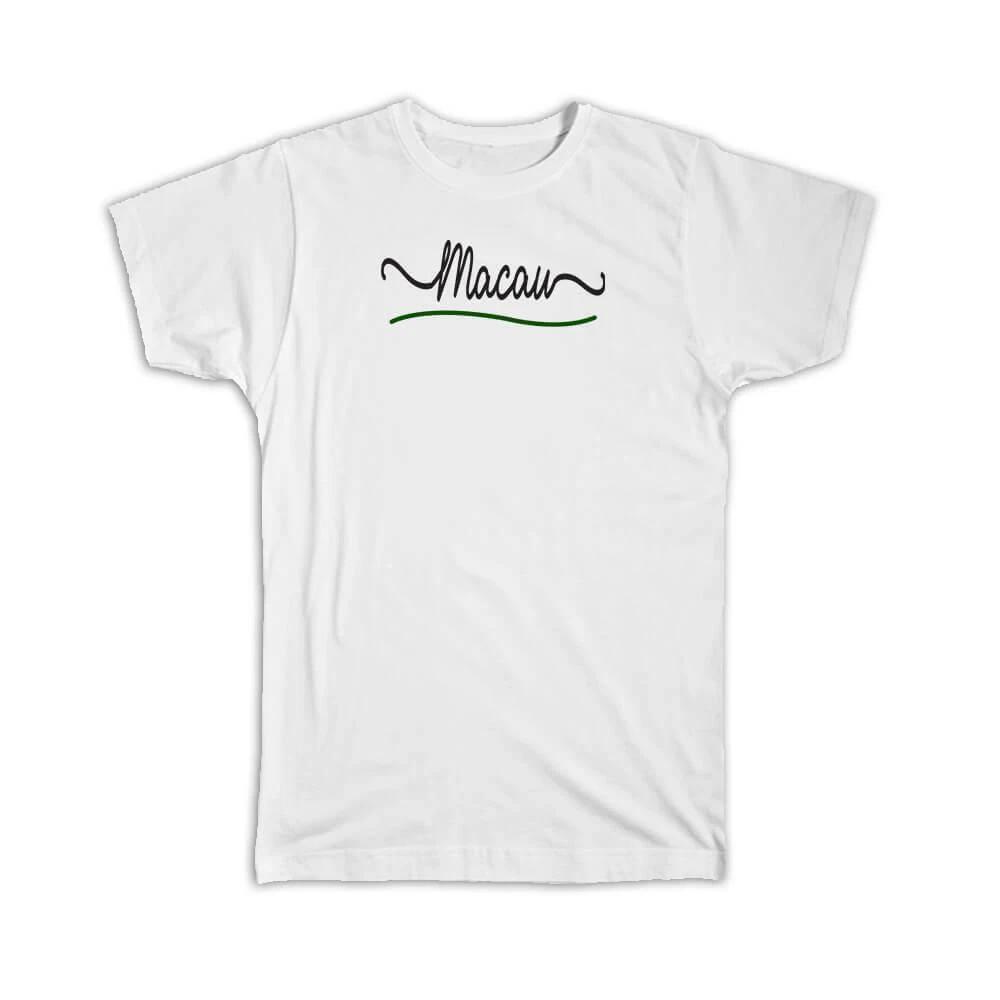 Gift T-Shirt : Macau Flag Colors Macanese Travel Expat Country Minimalist L
