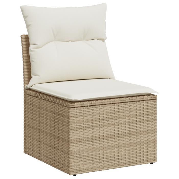 VidaXL Ensemble de Sofa de Jardin 6 Pièces avec Coussins Beige Rattan Acacia 3347568