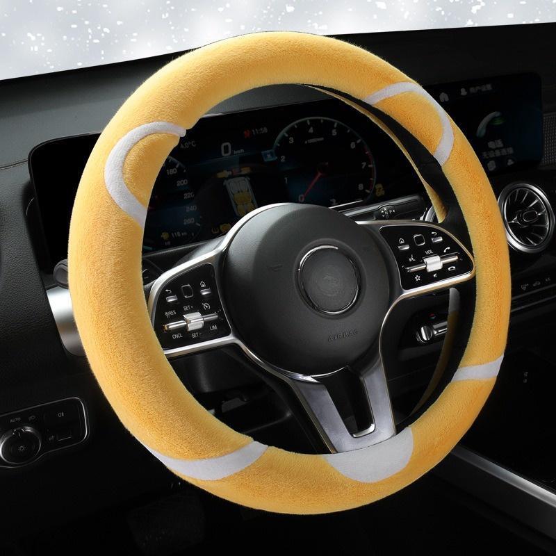 Customizable Plush Cartoon Steering Wheel Cover For Cars Soft And Cozy Winter Style