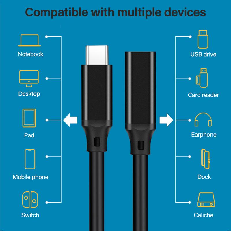 USB 3.2 Type C Extension Cable USB C to Type-c Male TO Female Extender Data Cable 4K PD100W Fast Charging USB-C Charge Cord Wire