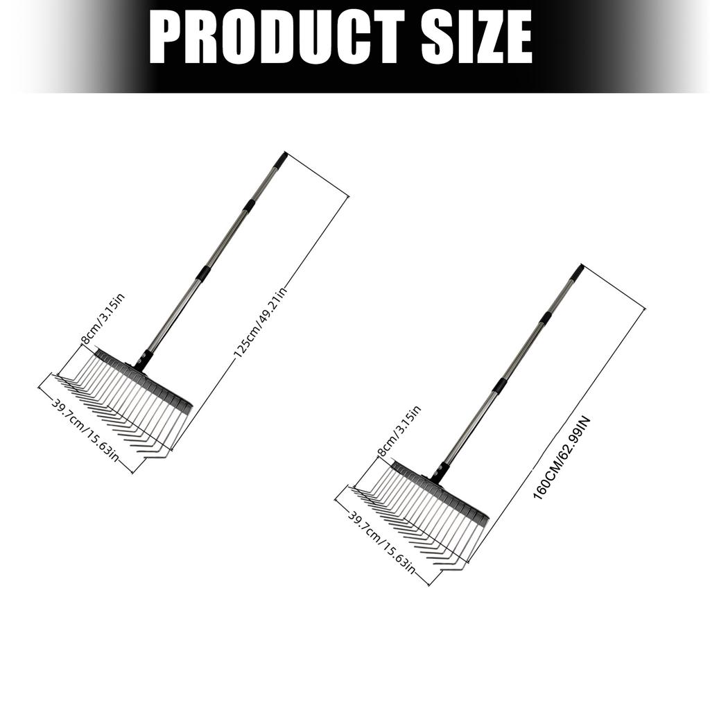 Sturdy Steel Rake With Ergonomic Handle For Efficient Lawn Yard Debris Cleaning And Pet Waste Removal Cleaning Tool