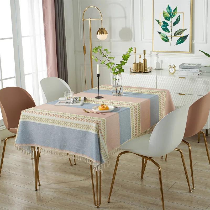 

Cotton Linen Tablecloth Waterproof Embroidered Leaf Tablecloth With Fringe Kitchen Dining Party Holiday Wrinkle Free Table Cover 60x60cm