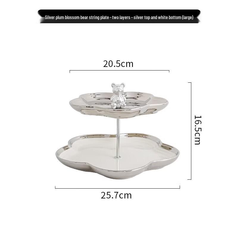 

Silver Floral Ceramic Fruit & Dessert Plate