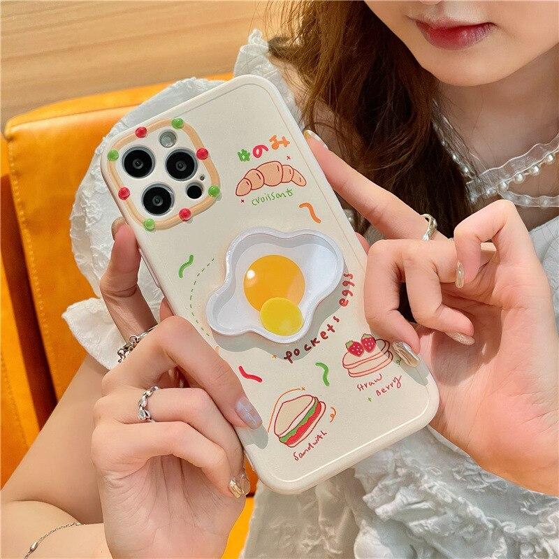 Buy Liquid Egg Yolk Retro Baking Toast Kawaii Phone Case for Apple