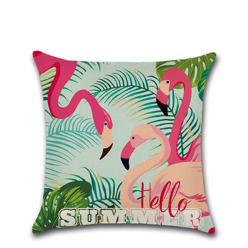 

Monstera Tropical Flamingo Cotton Linen Throw Pillow Cushion Cover Decoration A