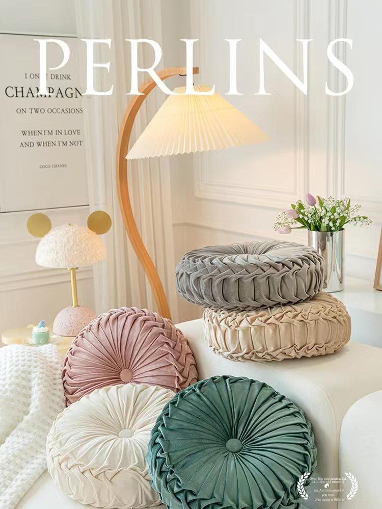 Nordic Pumpkin Pleated Round Throw Pillow Cushion for Sofa & Living Room