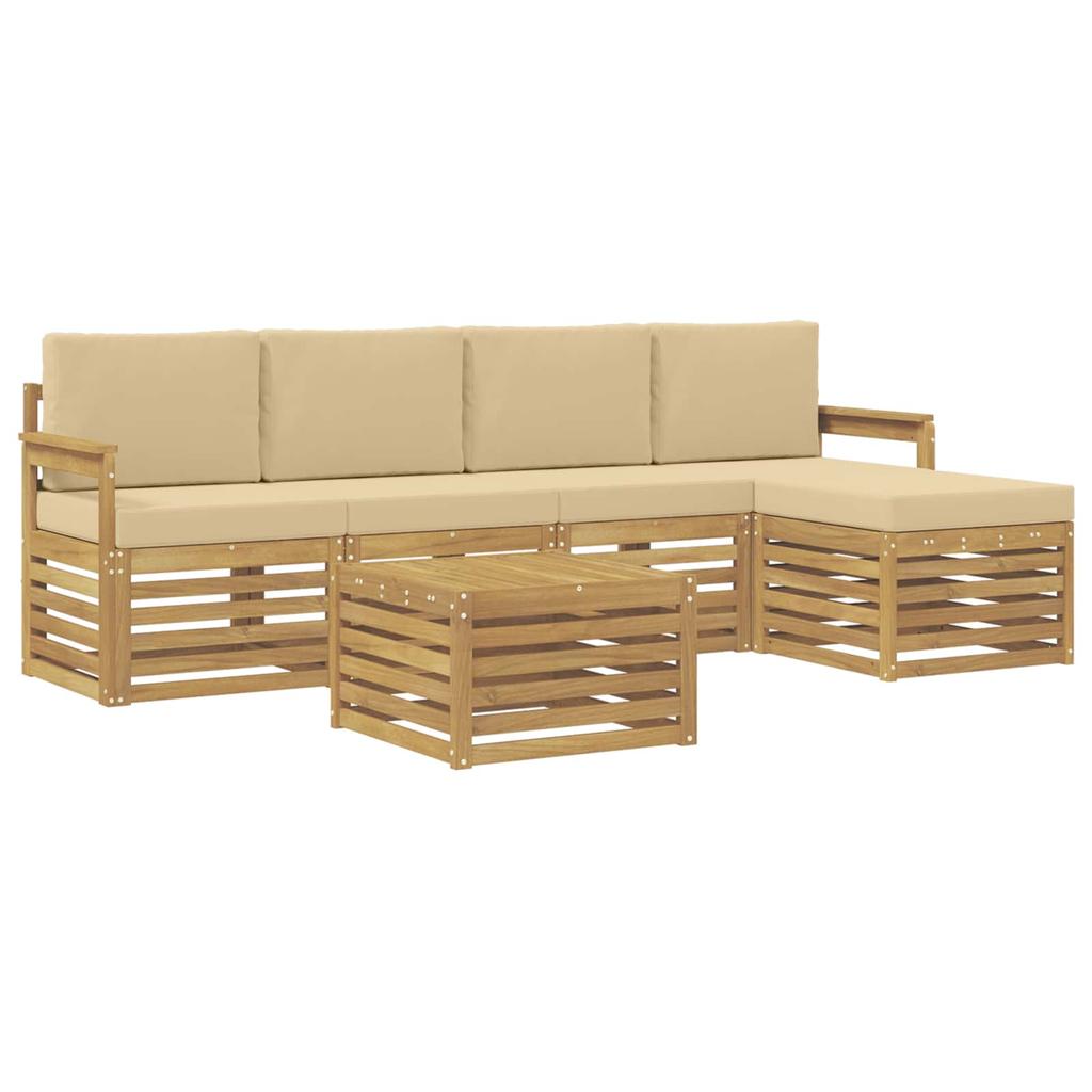 Outdoor Sofa Set 6 pcs White and Beige 59 x 59 x 37 cm