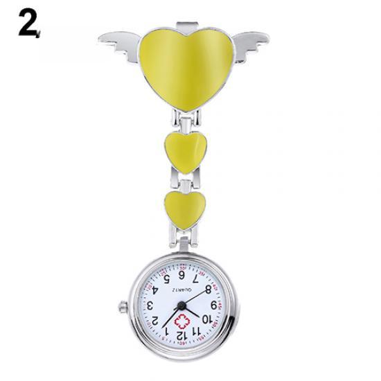 Women Lady Cute Love Heart Quartz Clip-on  Nurse Pocket Watch AVE