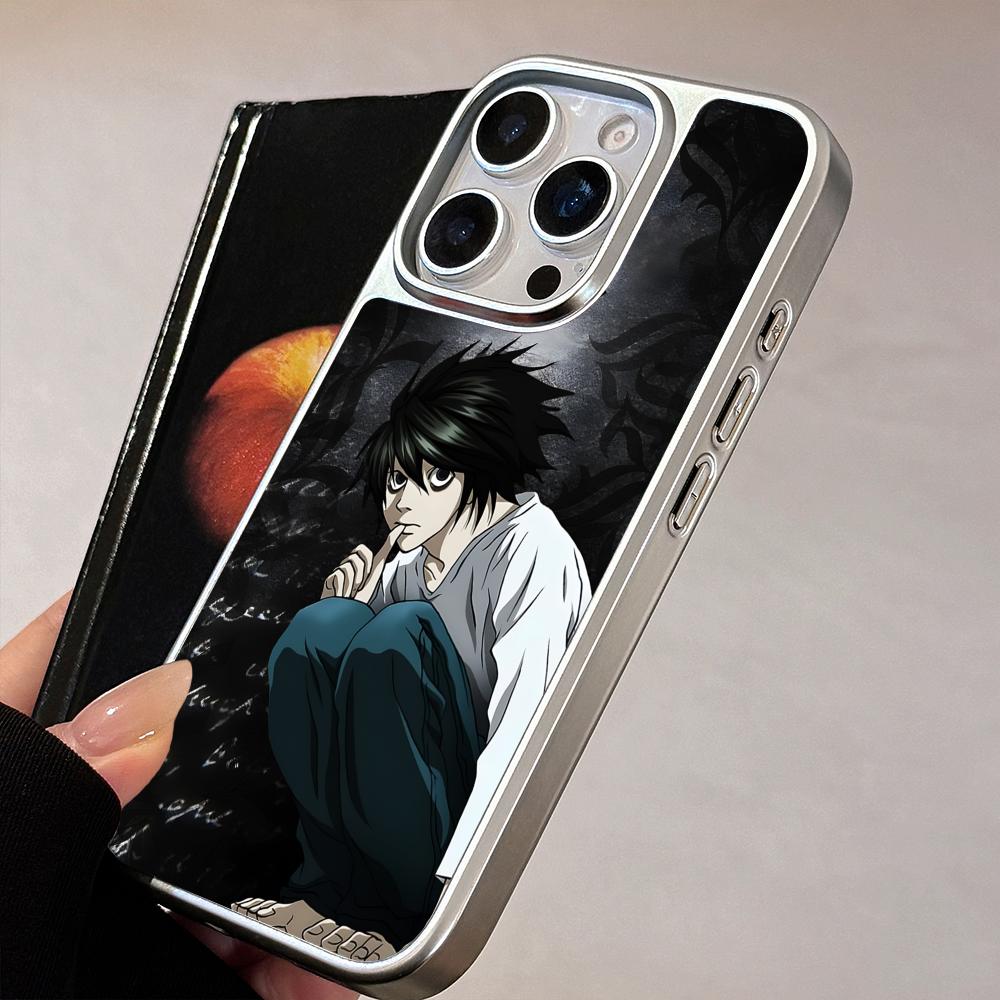 Death Note L Lawliet Mobile Phone Case for iPhone 17 16 15 14 13 12 11 Air Pro Max Plus Silver Plating Colorful Cover Pretty
