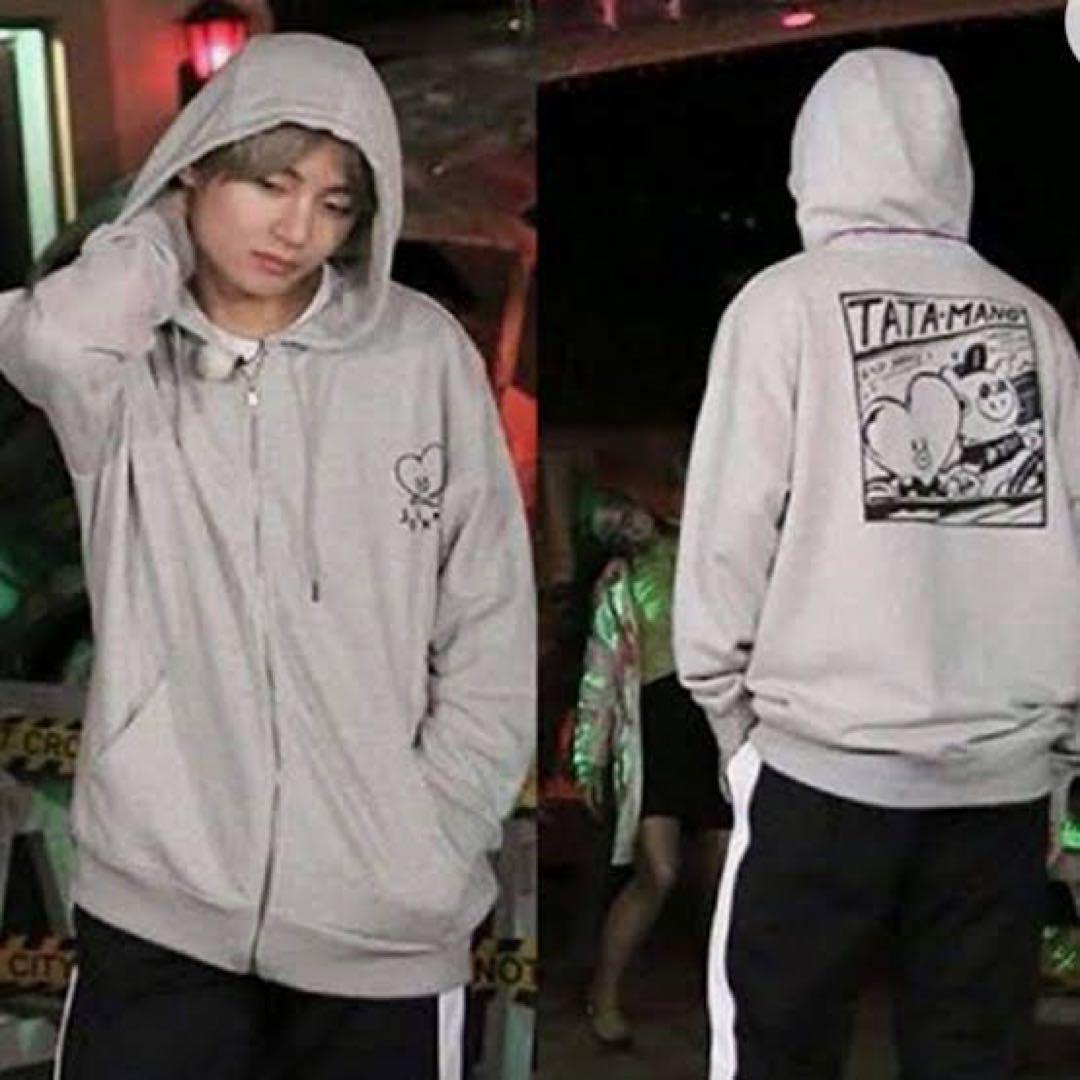 

[Б/У] Толстовка с капюшоном BTS V R Серая TATA